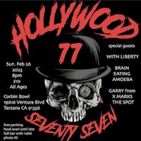 a poster for hollywood 77 with a skull in a top hat